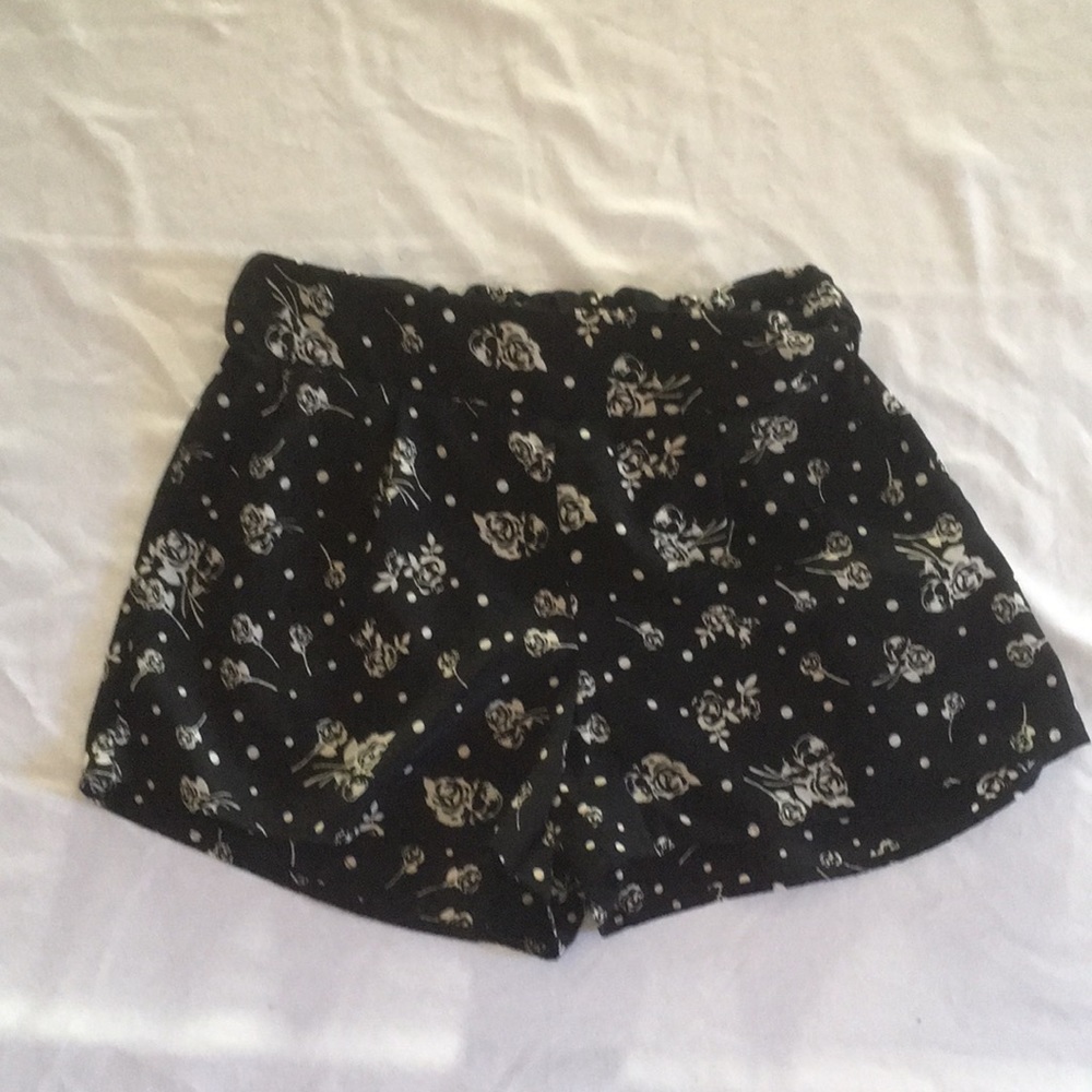 Black floral shorts